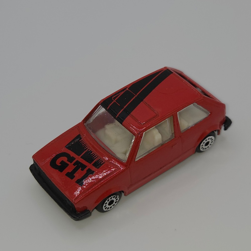 Vintage D 83 Volkswagen Golf GTI Red Plastic Toy Car Black Graphics Hatchback